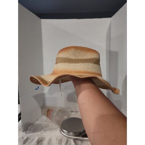 Woven Straw Paper Hat 57CM Medium Multicolor 100% Paper Lightweight Summer - Picture 10 of 14